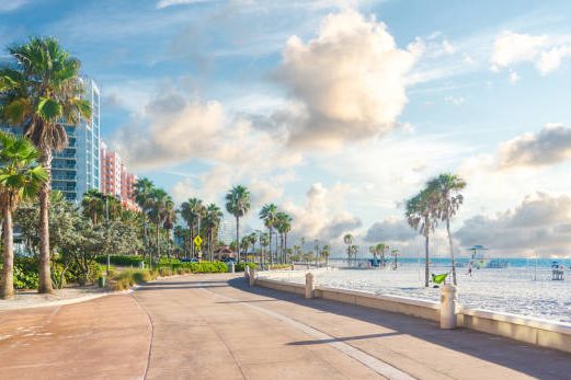 Clearwater beach with beautiful white sand in Florida